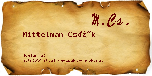 Mittelman Csák névjegykártya